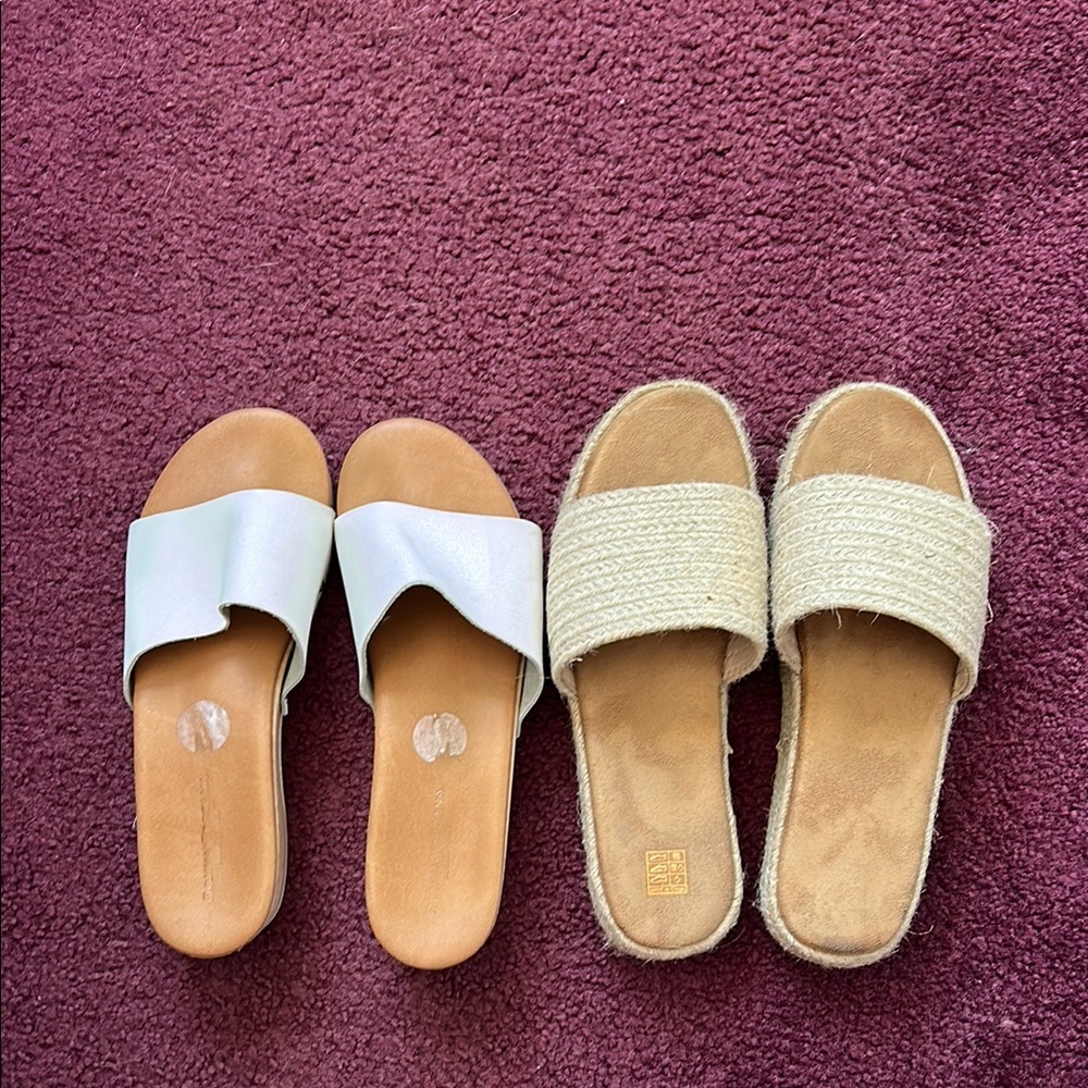 Women's White and Cream Beach Sandals
